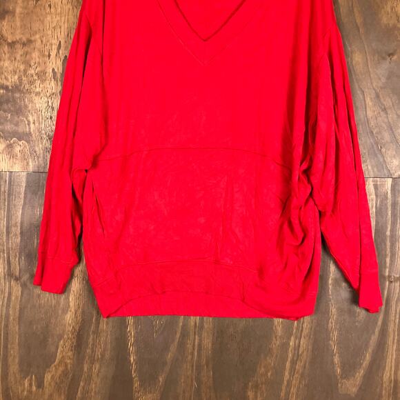 Express 111 Womens Sweater Red V Neck Long Sleeve Relaxed Rayon Blend Small - Picture 3 of 12